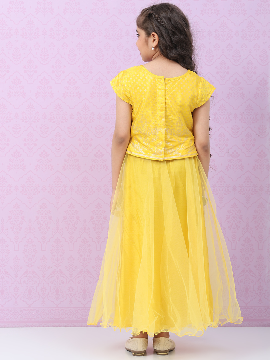 Yellow Viscose Lehenga Set image number 4