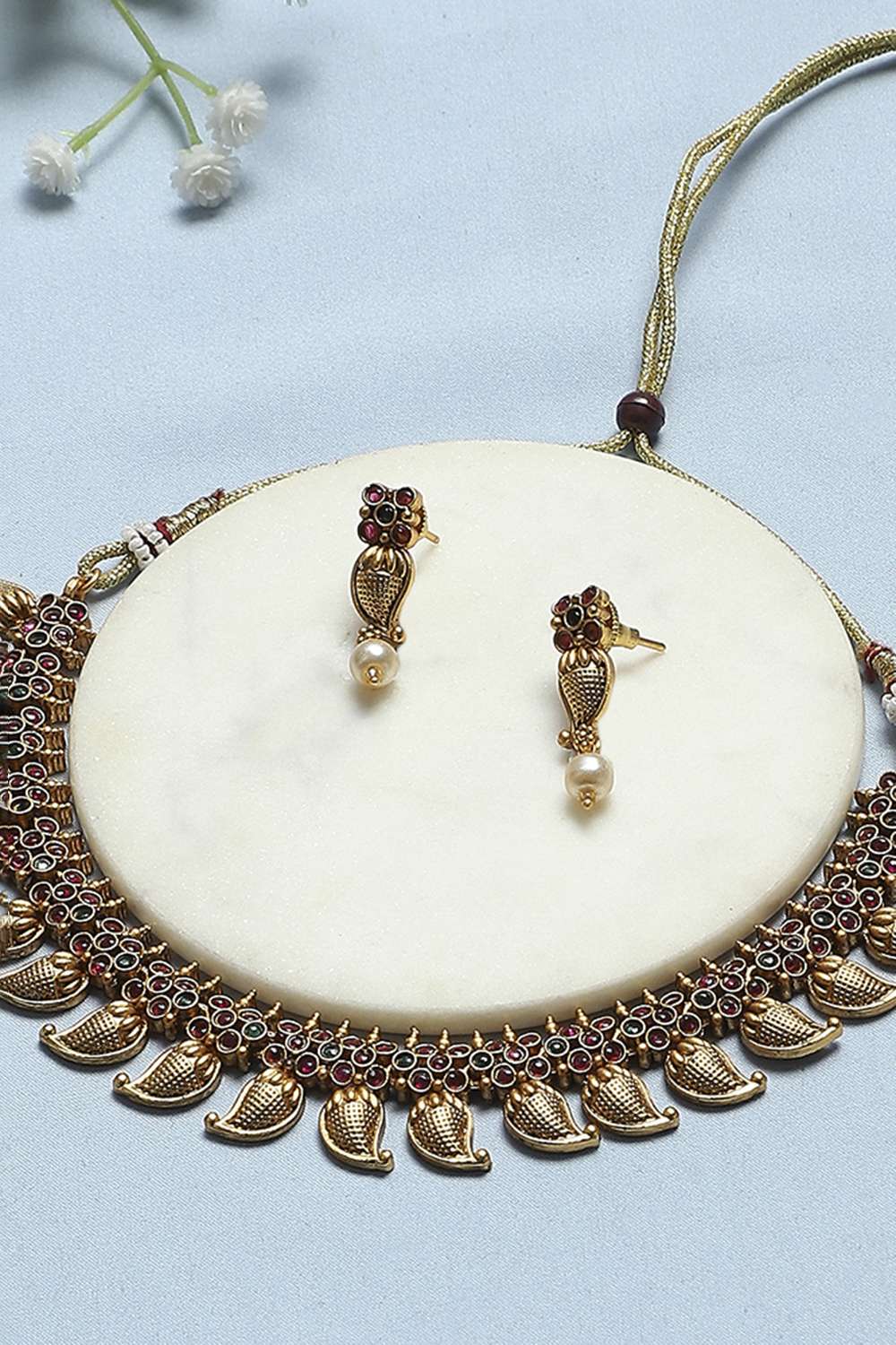 Red Green Alloy Necklace Set image number 4