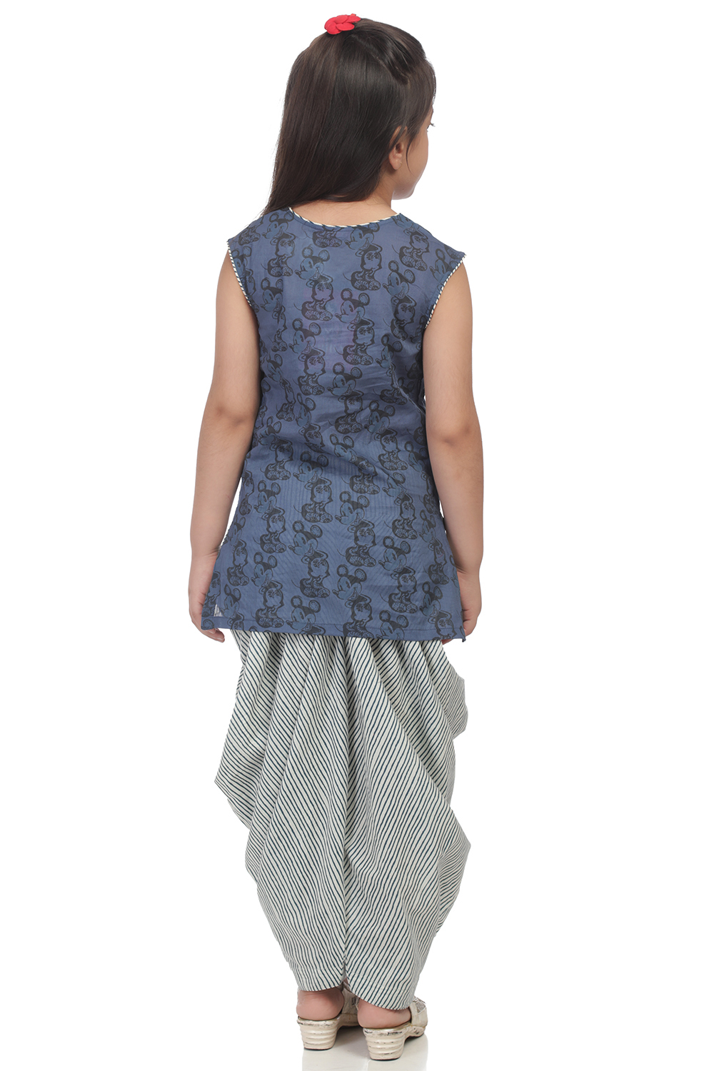 Indigo Cotton Mickey Kurta Dhoti Salwar Suit Set image number 4