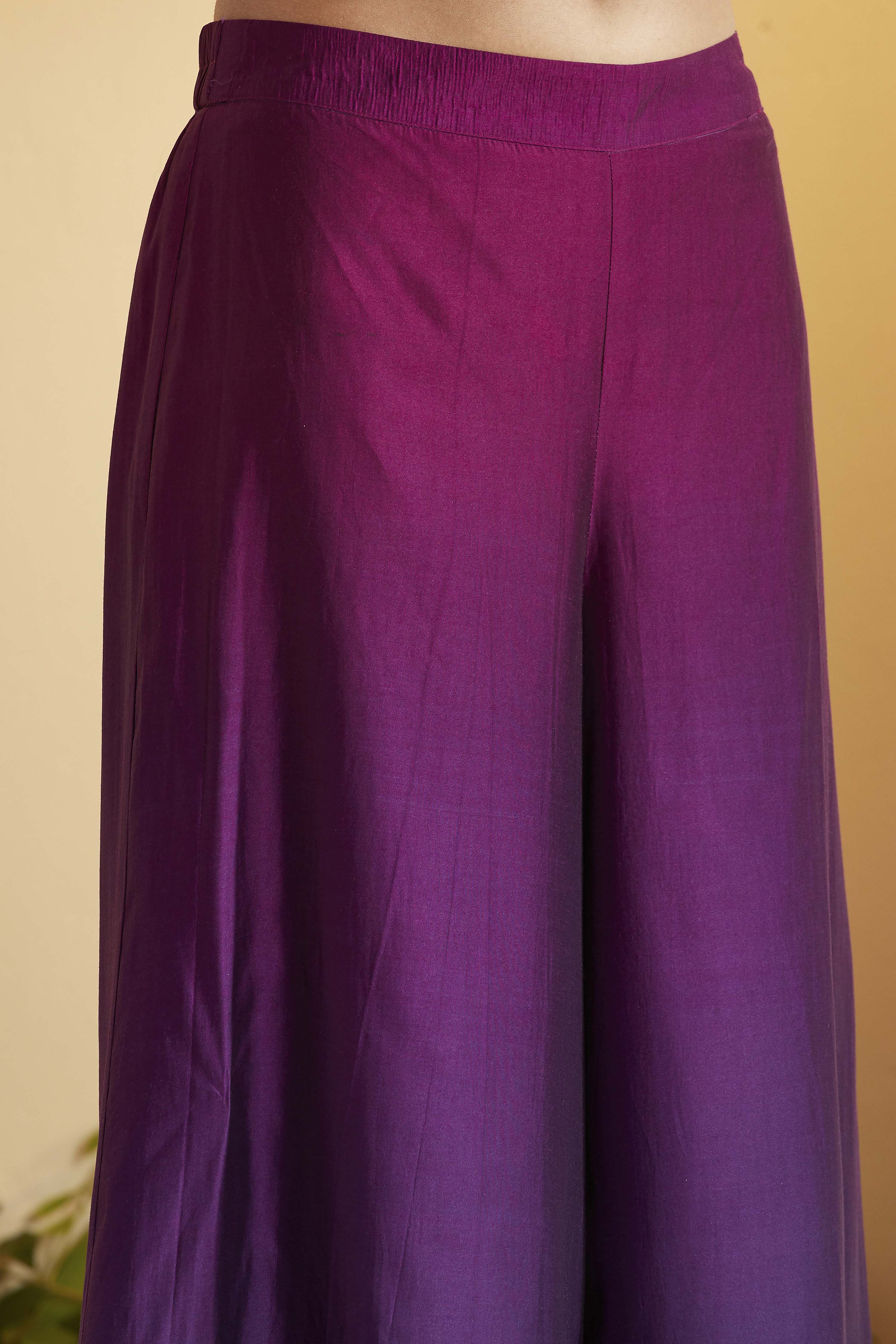 Purple Royal Silk Yoke Design Fusion Set image number 2