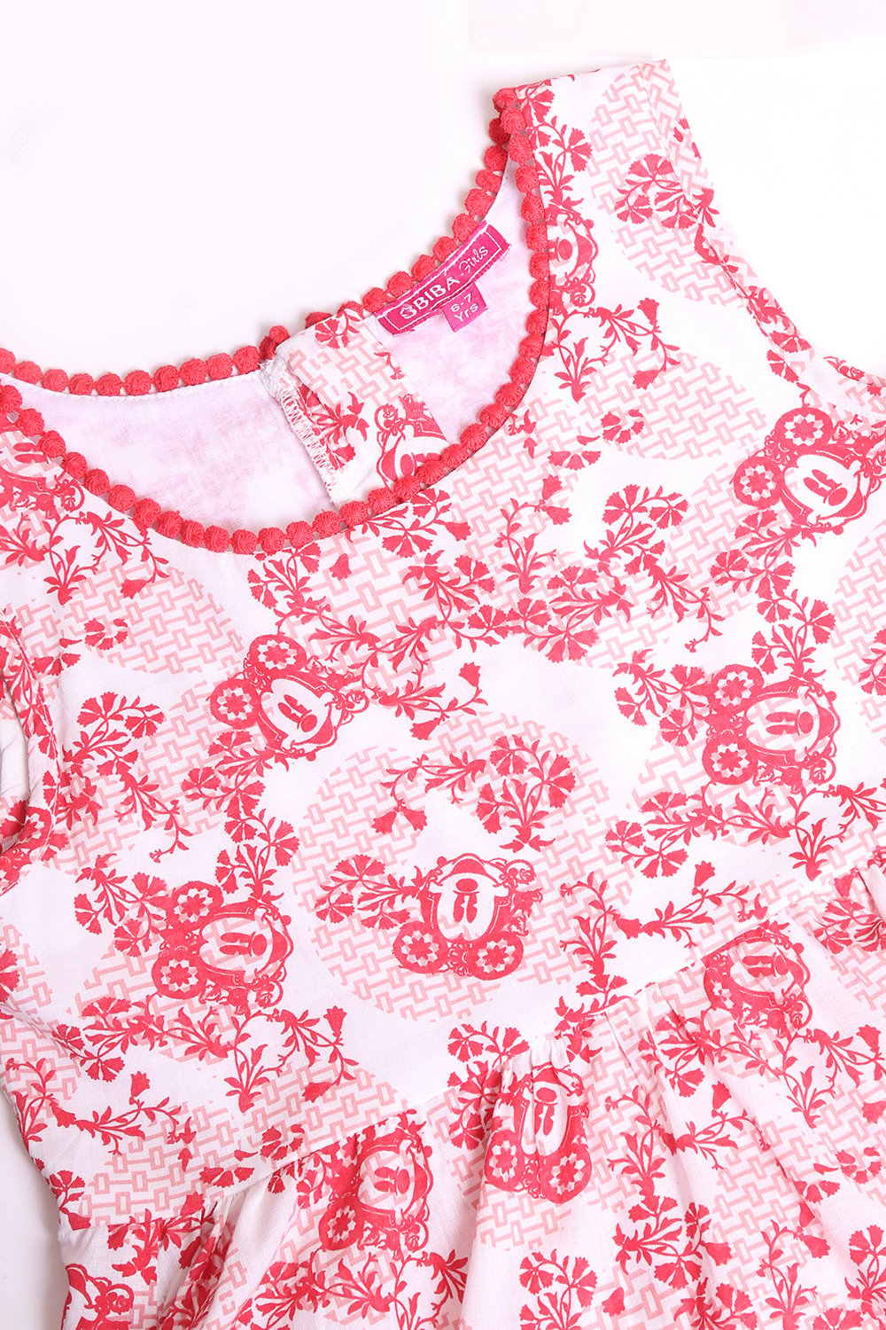 White Cotton Indie Mickey Printed Dress image number 1