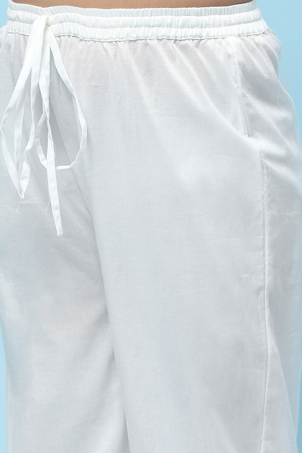 White Cotton Floral Printed Kurta and Palazzo Suit Set image number 2