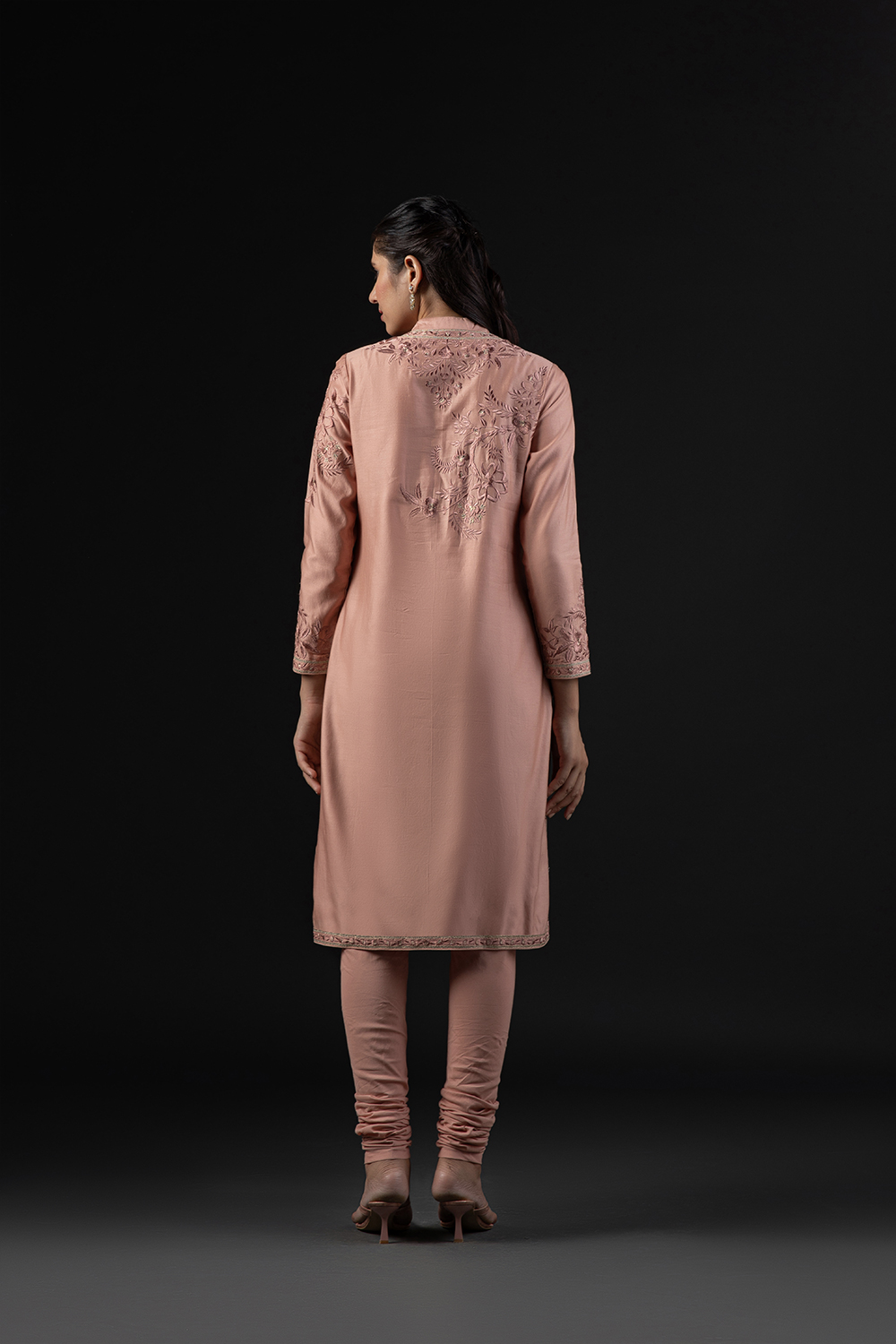 Rohit Bal Light Pink Cotton Silk Anarkali Printed Suit Set image number 5