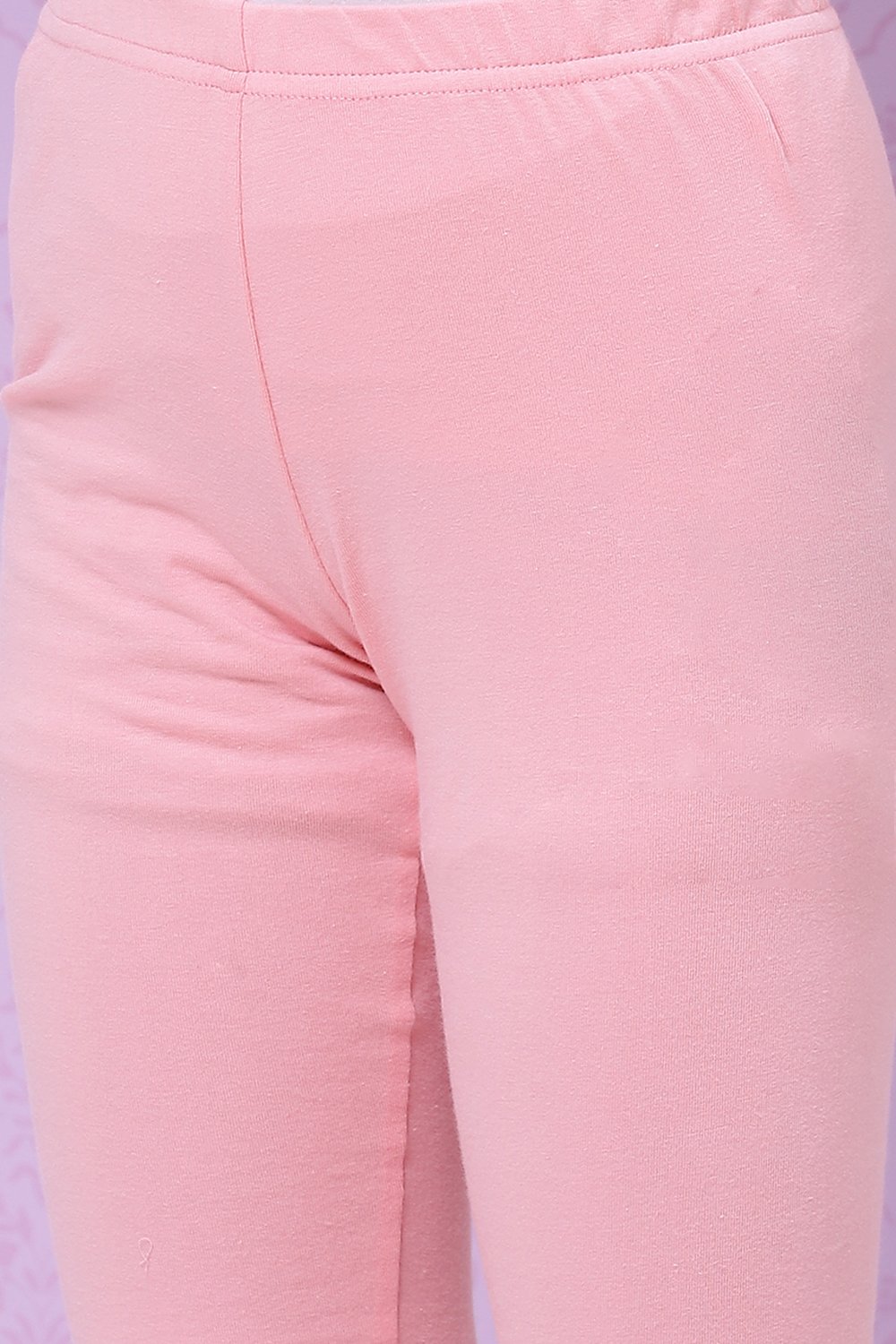 Onion Pink Cotton Girls Flared Kurta Churidar Suit Set image number 3