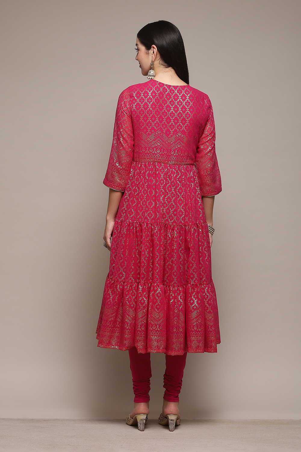 Fuchsia Polyester Anarkali Kurta Churidar Suit Set image number 5