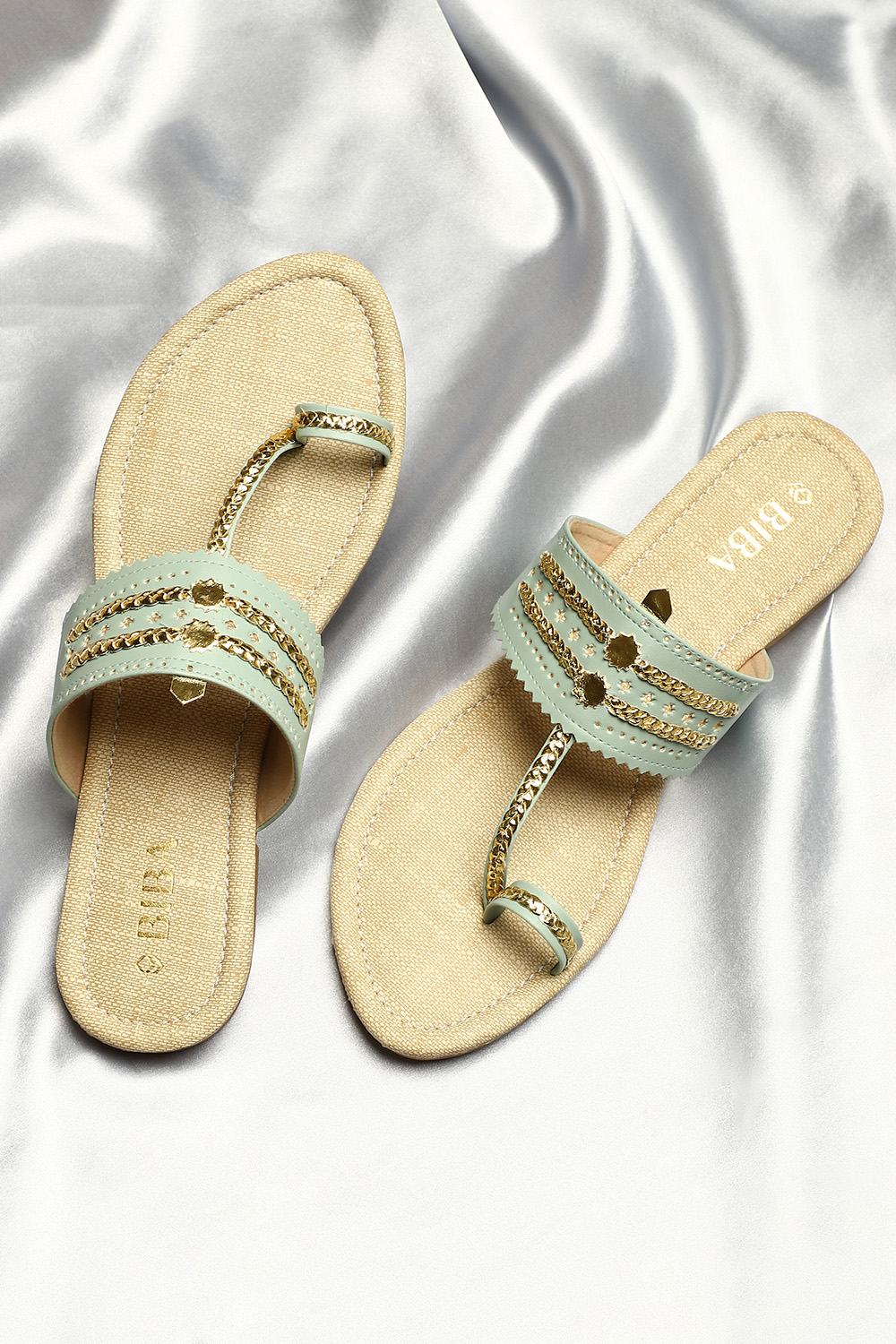 Mint Green Kohlapuri Sandal image number 1