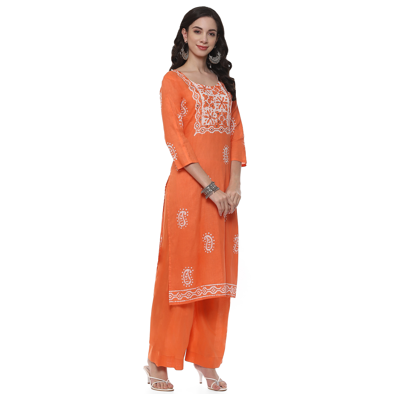 Peach Cotton Blend Unstitched Suit Set image number 7