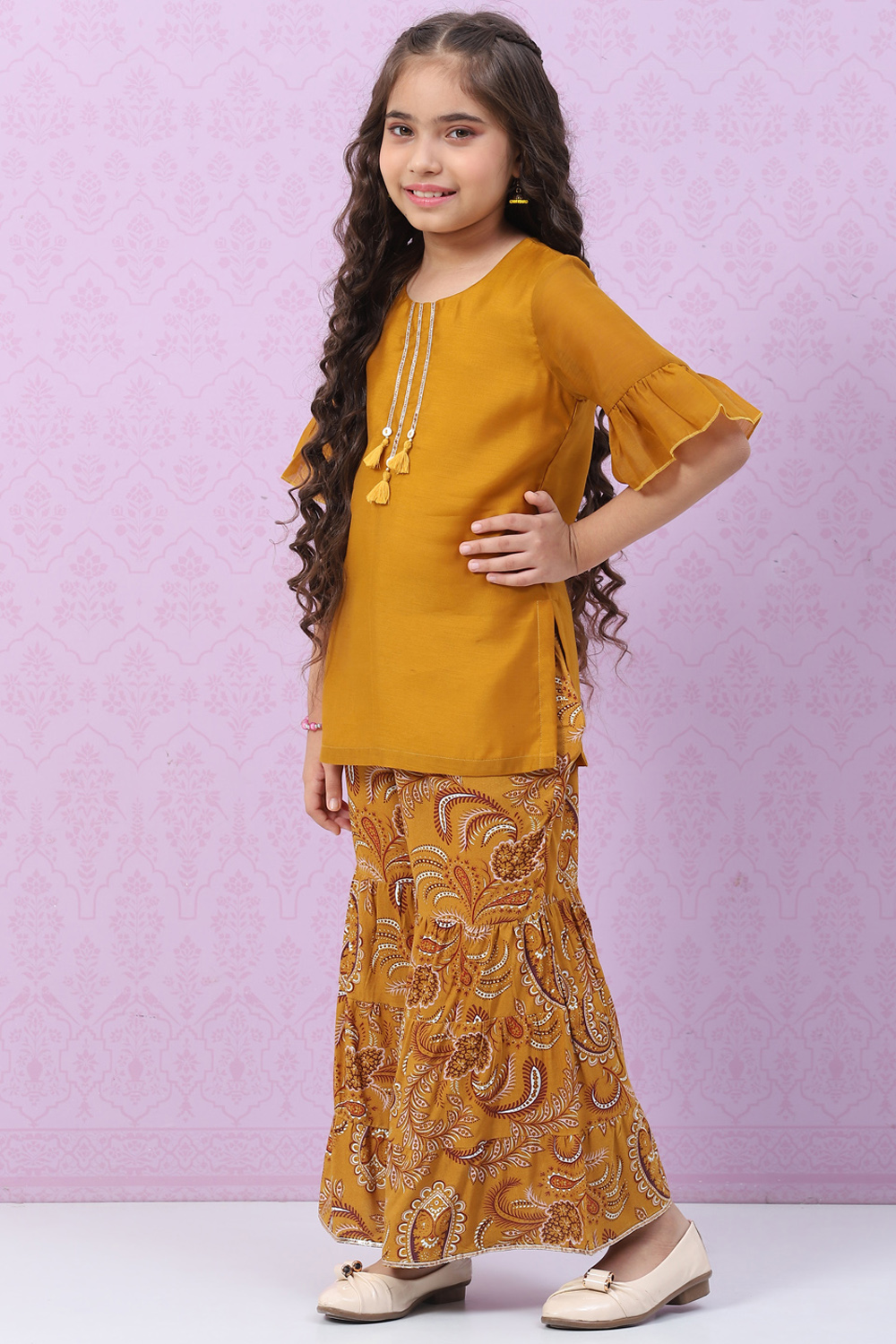 Yellow Art Silk Straight Kurta Set image number 3