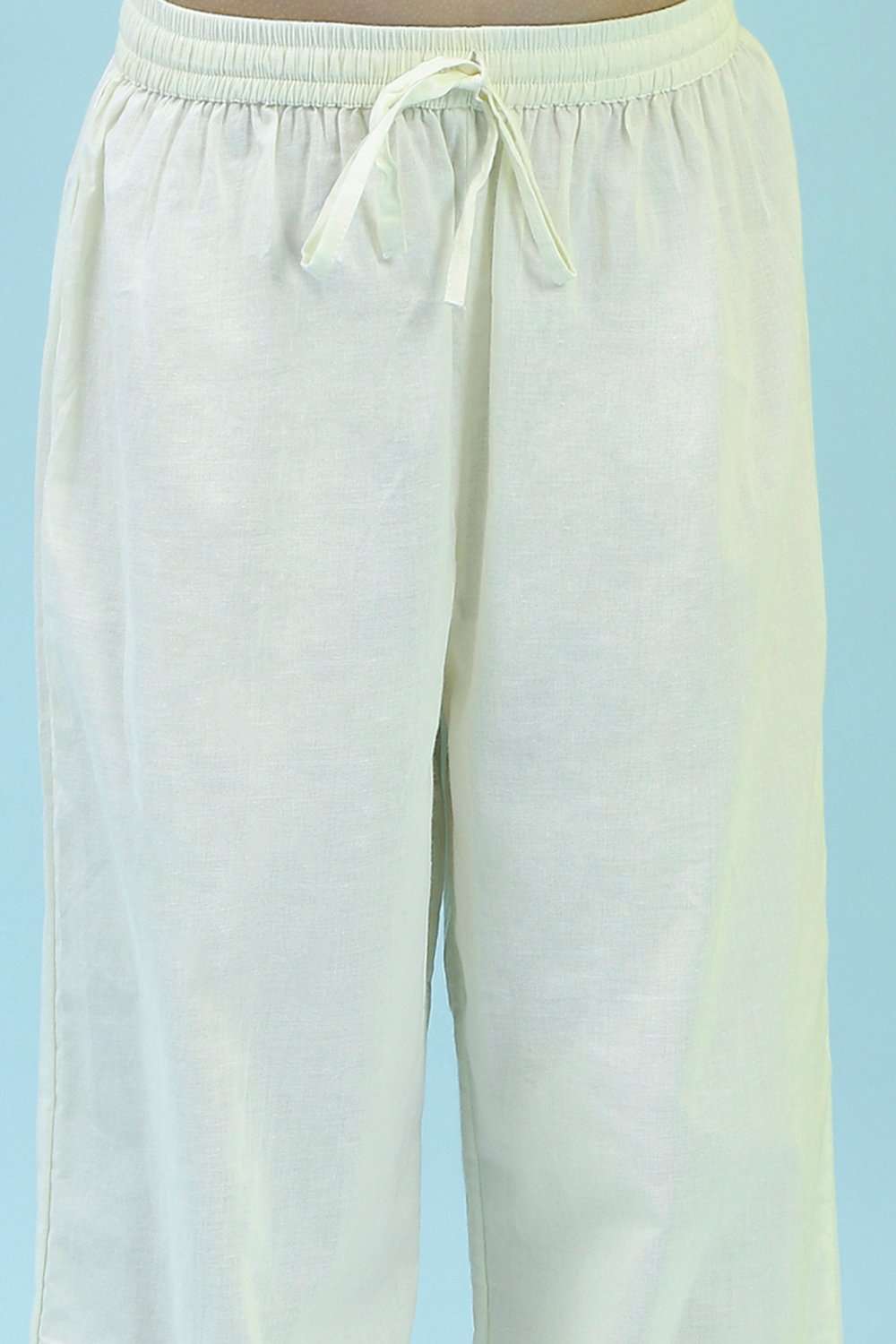 Cream Cotton Gathered Suit Set image number 2