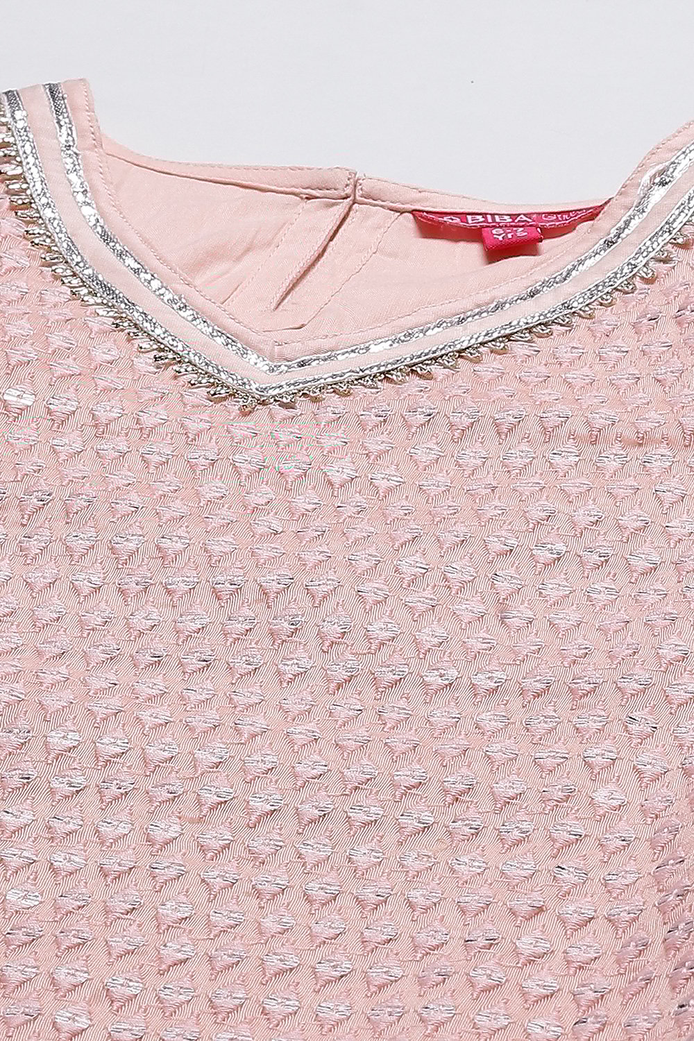Pastel Pink Art Silk Girls Straight Kurta Sharara Suit Set image number 1