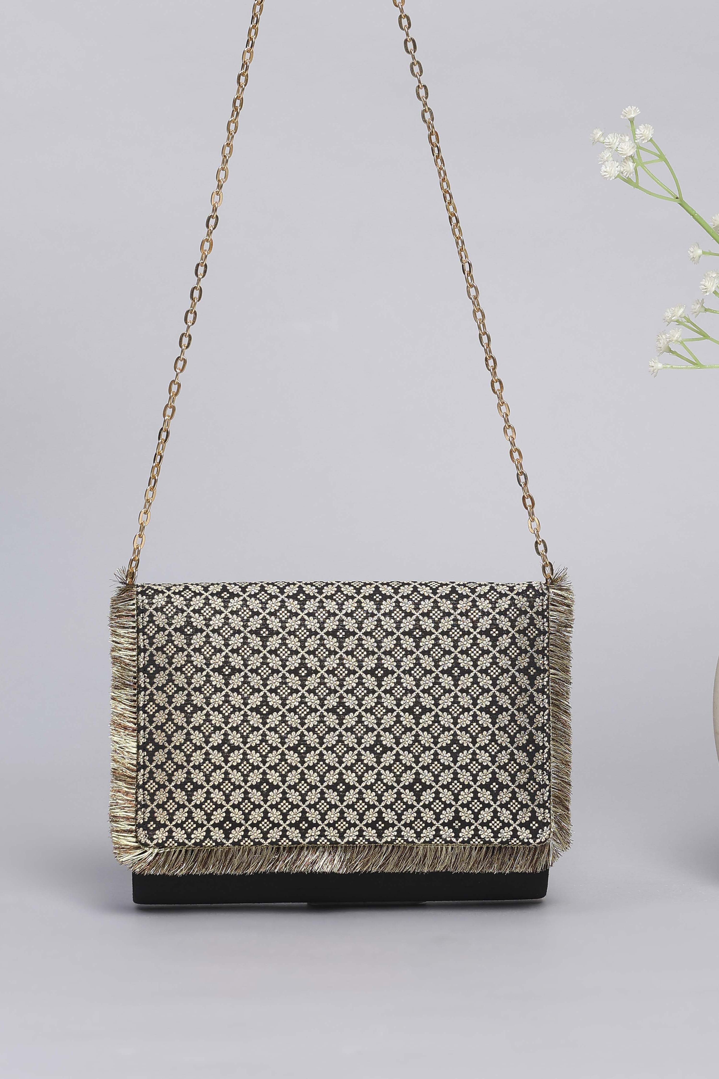 Black Polycotton Ethnic Motif Printed Sling bag image number 2