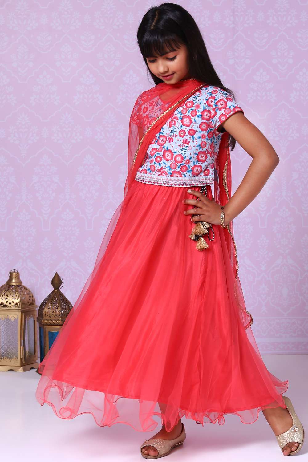 Blue And Pink Lehenga Set image number 5