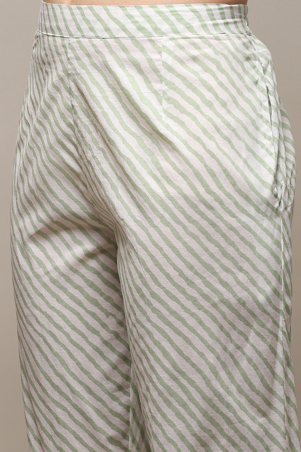 Dull Green Cotton Panelled Unstitched Suit Set image number 3