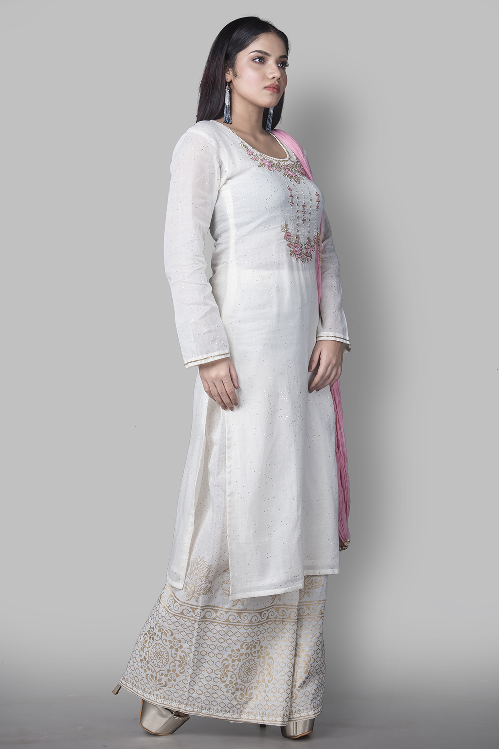 Pink Kora Gold Glitter Easy Stitch Suit Set image number 4