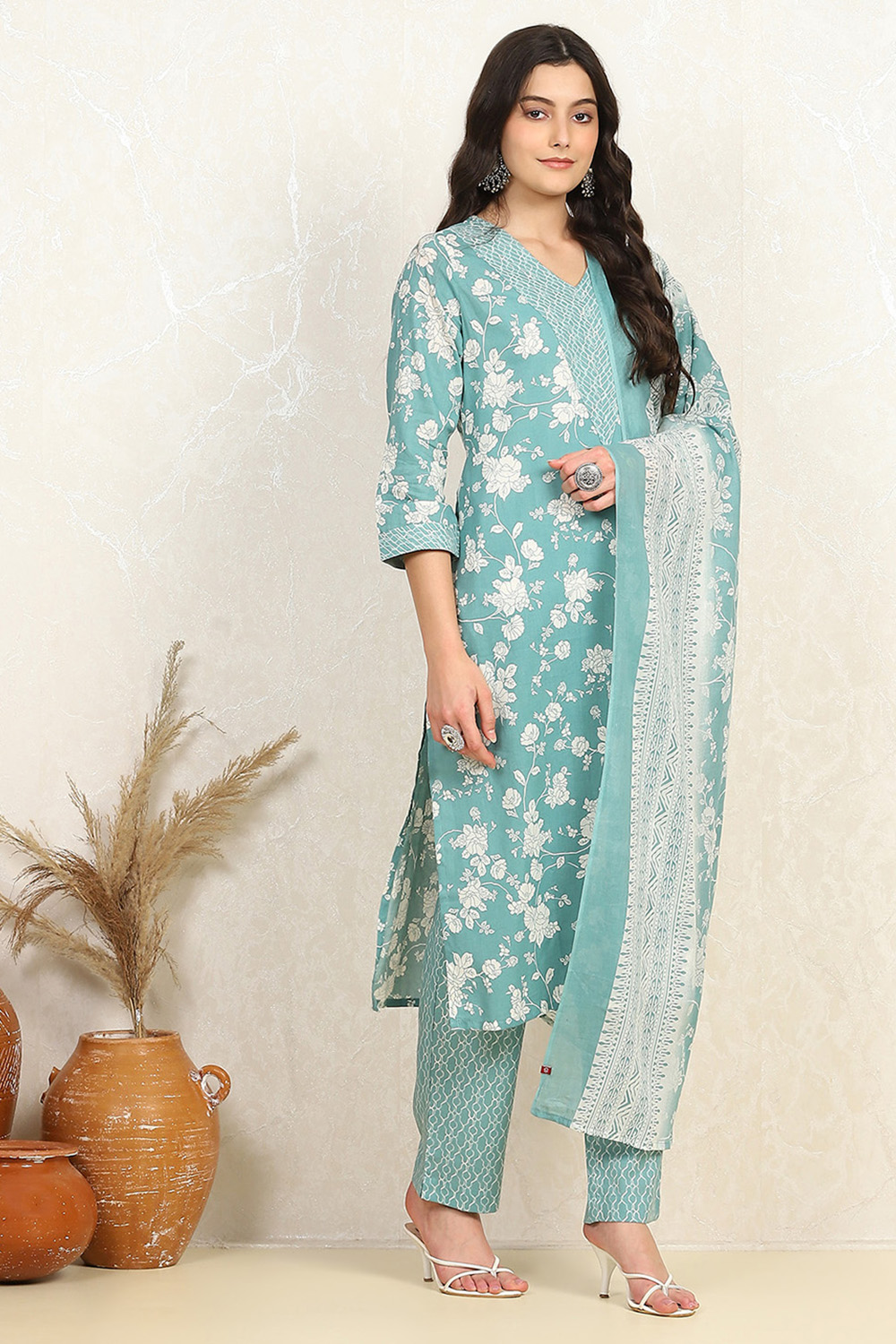 Rama Cotton Screen Print Unstitched Suit Set image number 6