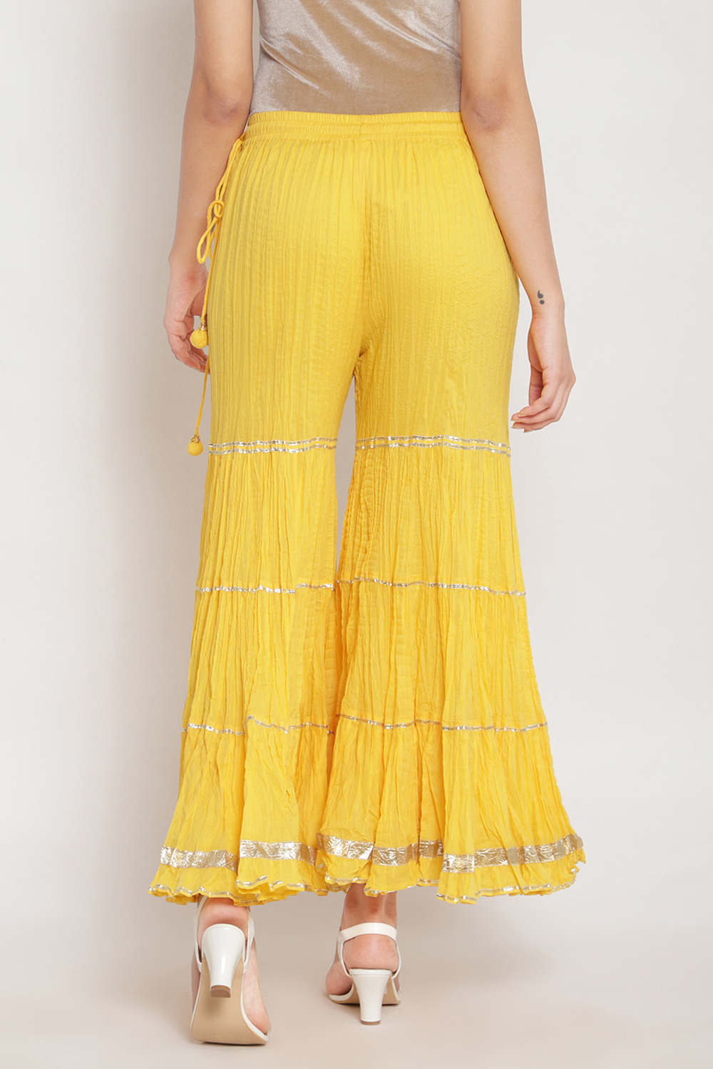 Blue Cotton Sharara Pants image number 5