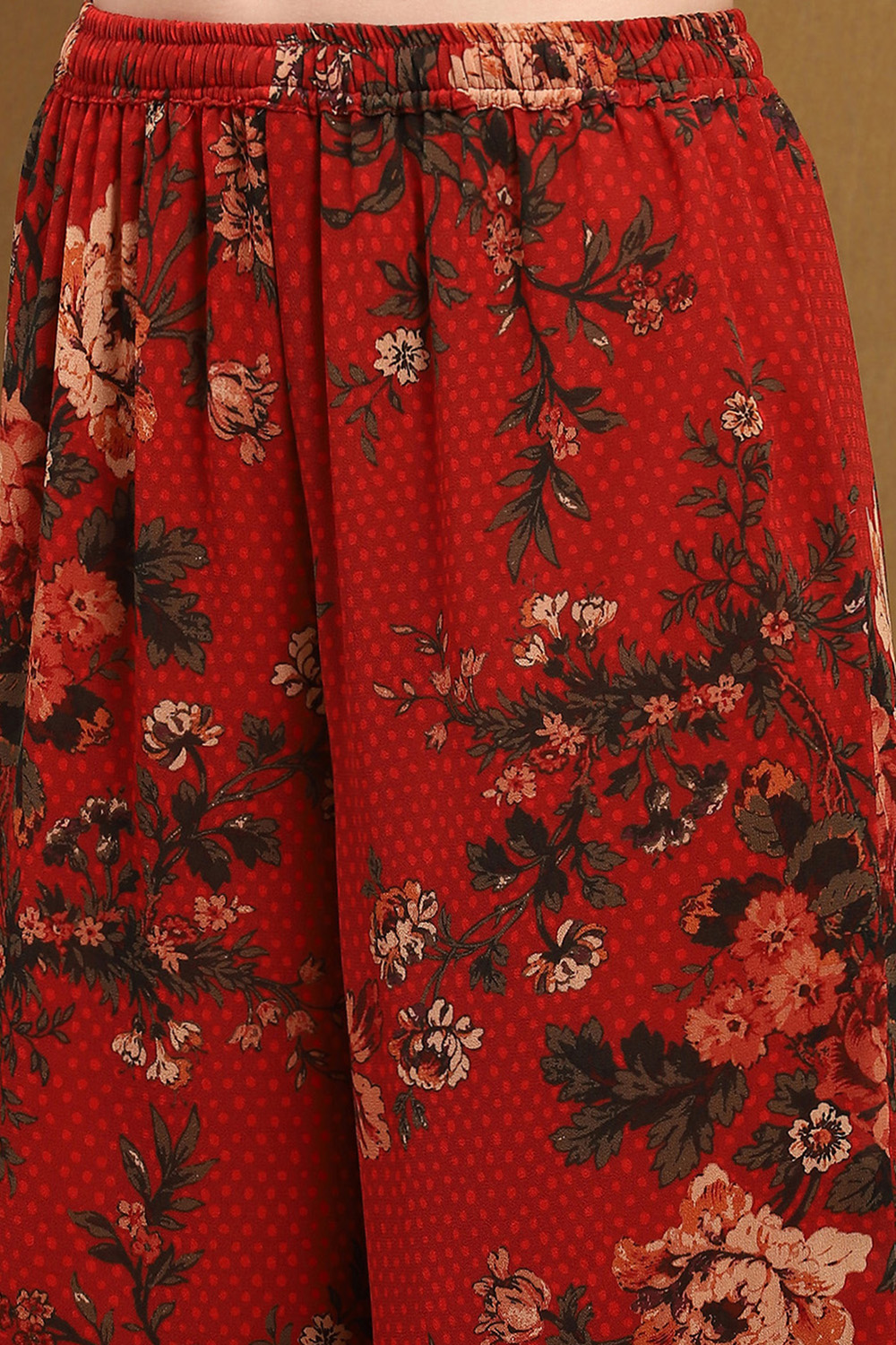 Red Georgette Printed Asymmetric Suit Set image number 2