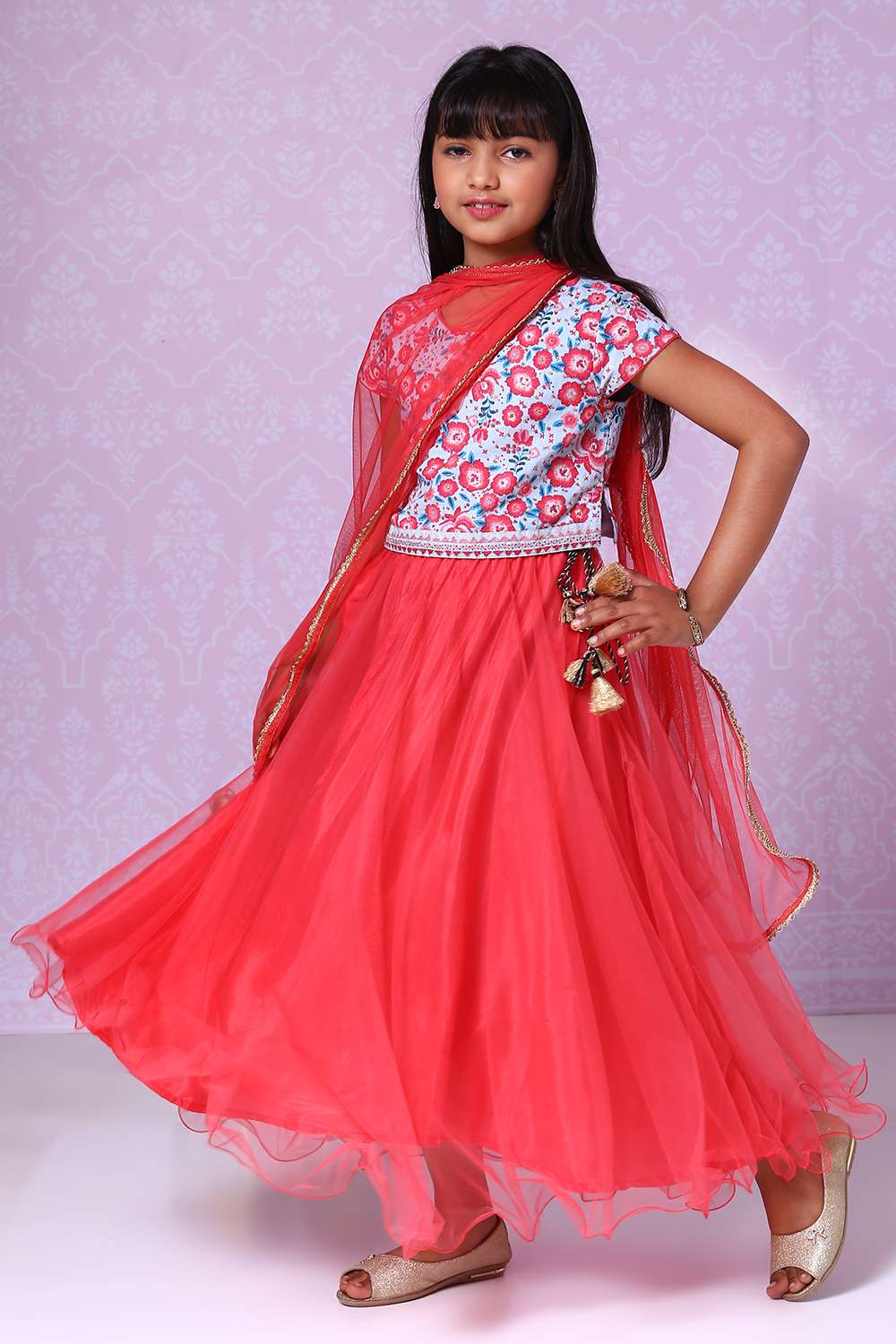 Blue And Pink Lehenga Set image number 0