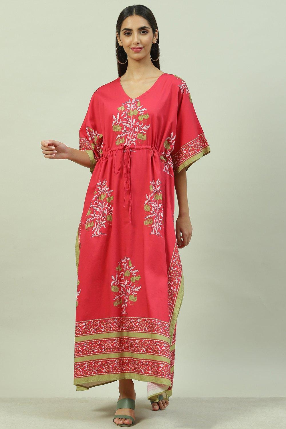 Maroon Cotton Printed Nightwear image number 2