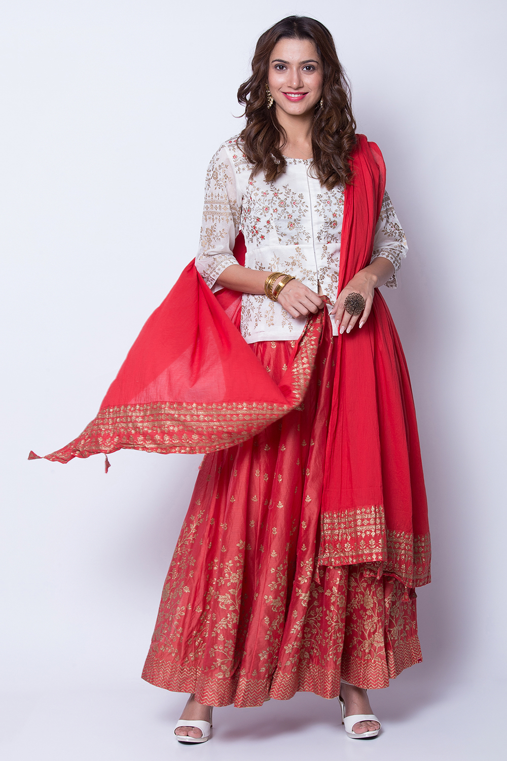 Red Cotton Solid Dupatta image number 0