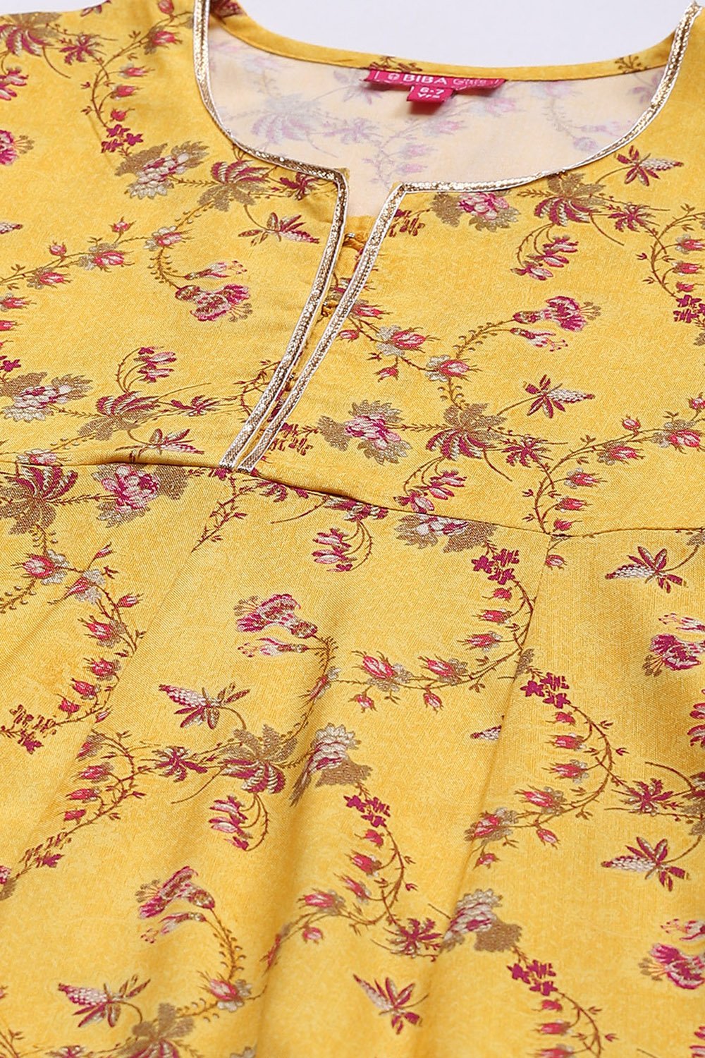 Yellow Rayon Kalidar Printed Kurta Set image number 1