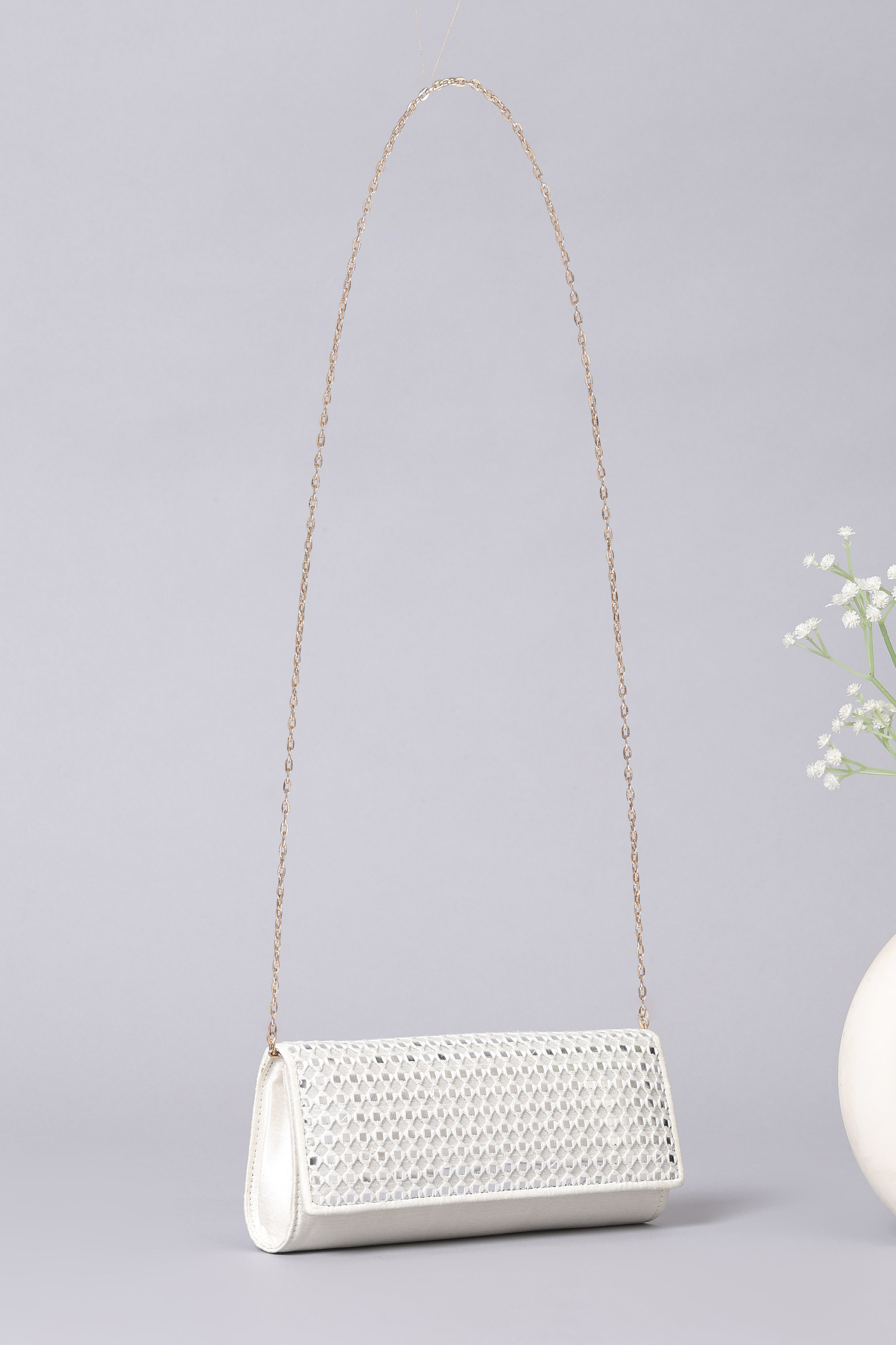 Ivory Mirror Work Clutch image number 3