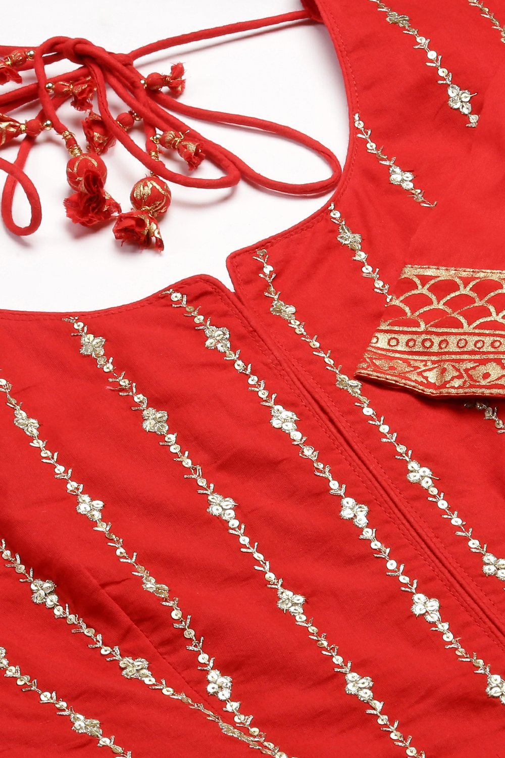 Red Cotton Anarkali Suit image number 1