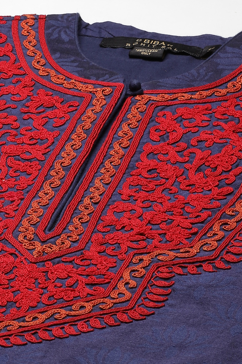 Blue Silk Straight Embroidered Suit Set image number 1