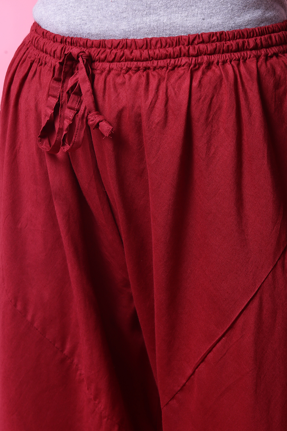 Maroon Cotton Double Layered Kurta Churidar Suit Set image number 2