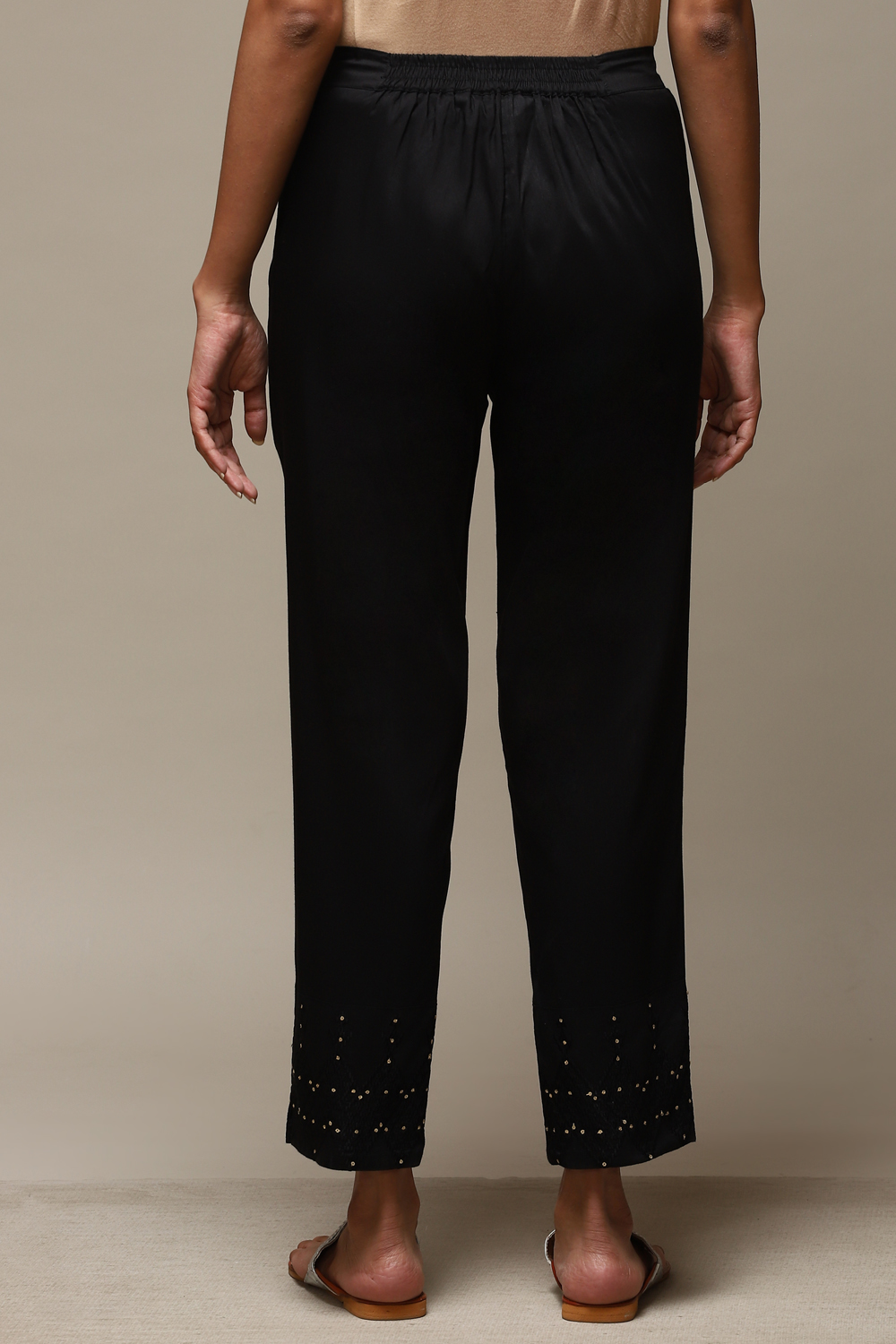 Black Viscose Yarndyed Narrow Pant image number 4