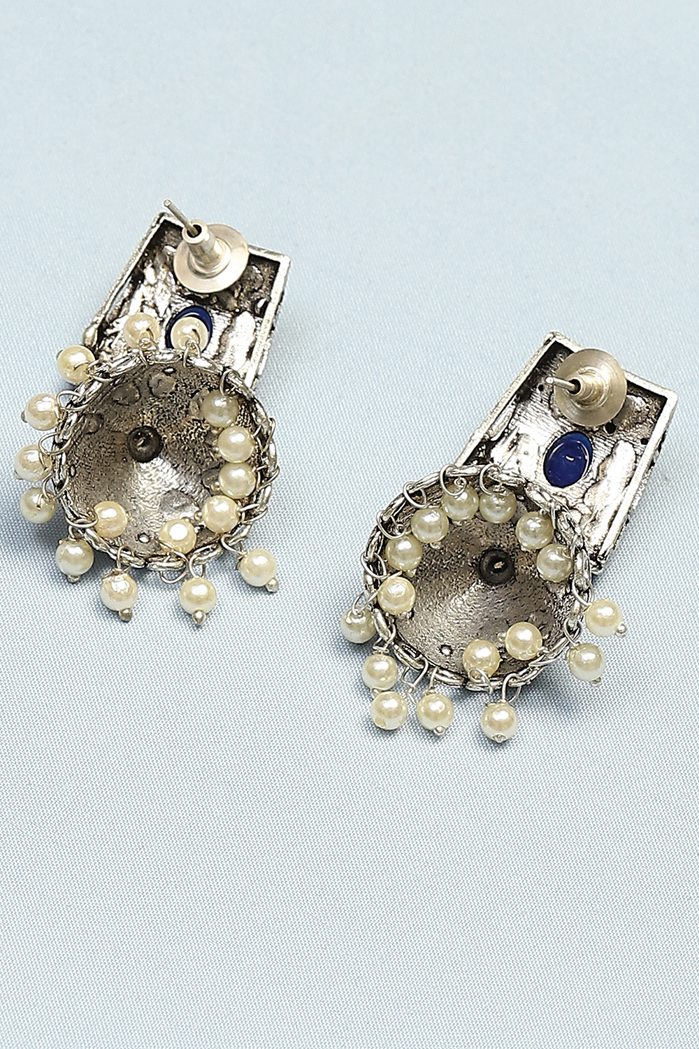 Oxidised Dark Blue Earrings image number 2