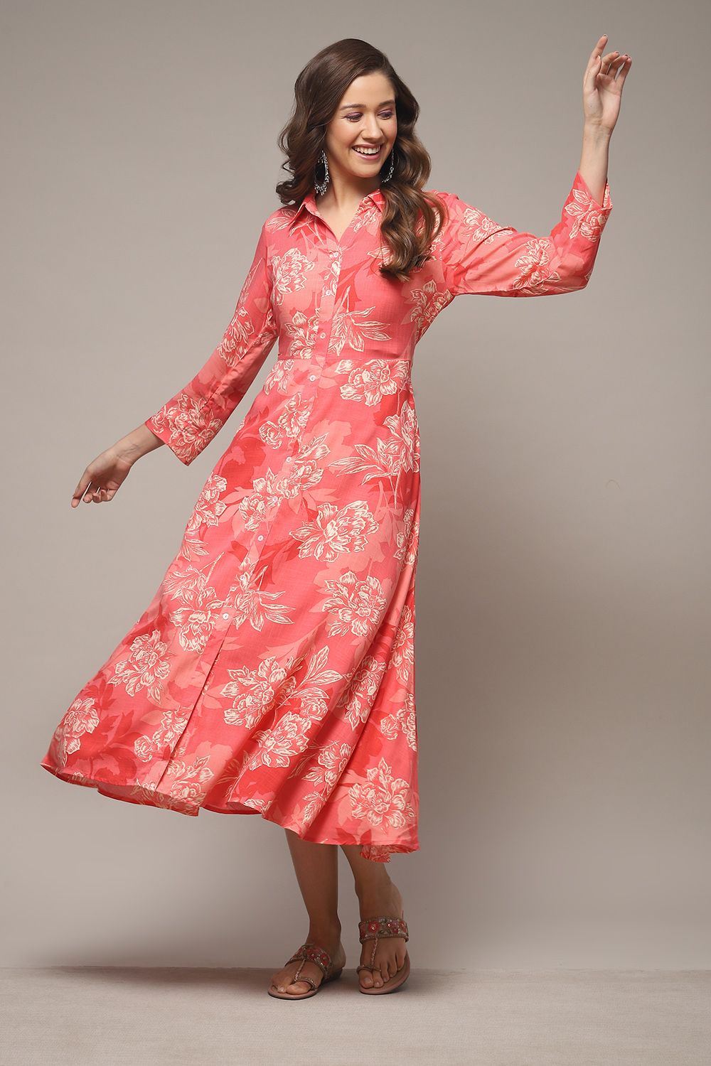 Coral LIVA Straight Printed Dress image number 0