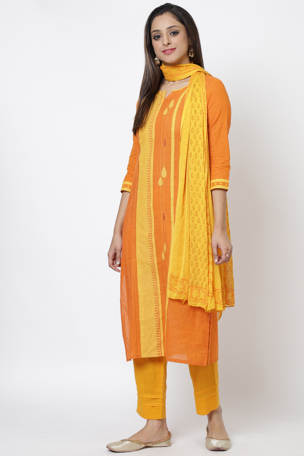 Rust Embroidered Easy Stitch Suit Set image number 2