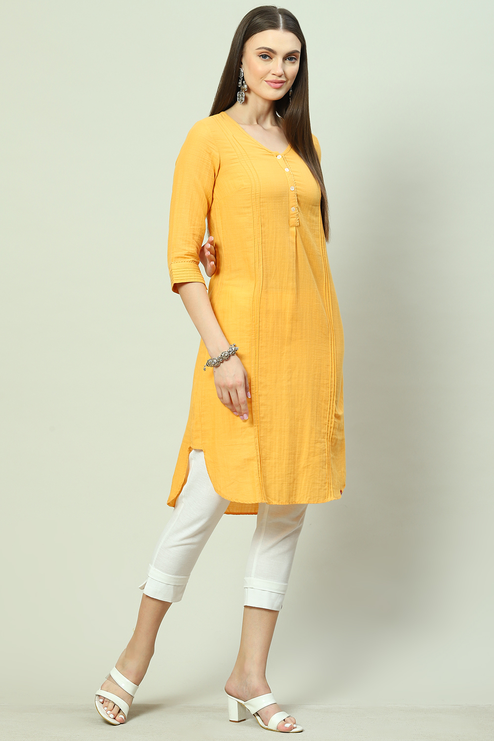 Blue Cotton Solid Kurti image number 0