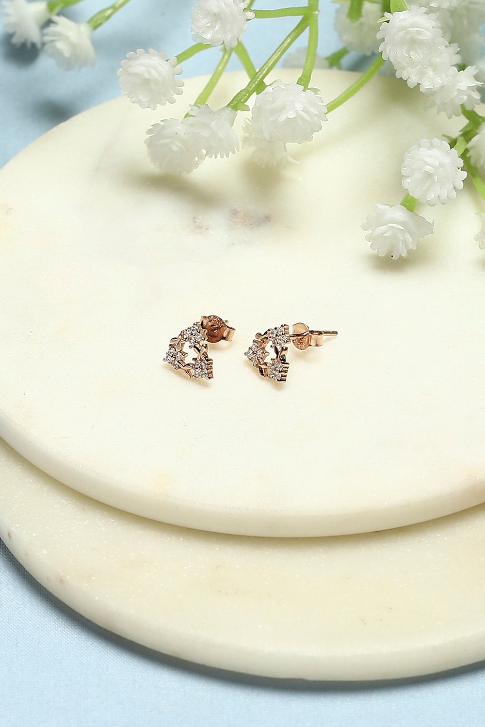 White Rose Gold-Plated Everyday Triangular Studs image number 0