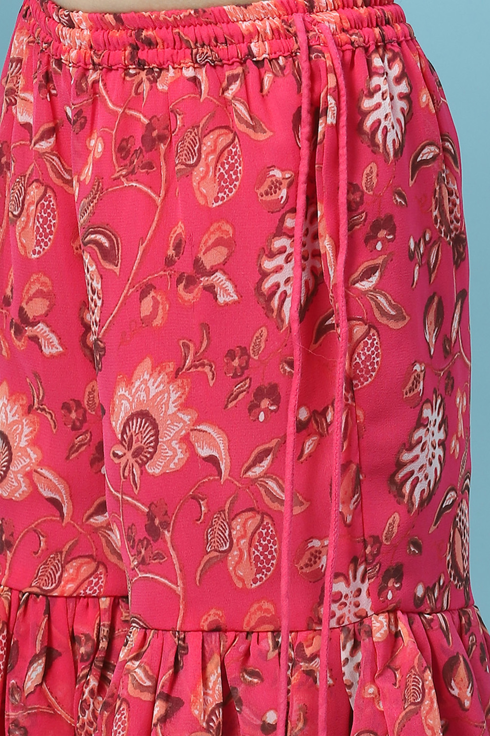 Deep Fuchsia Cotton Printed Kurta Garara Suit Set image number 2
