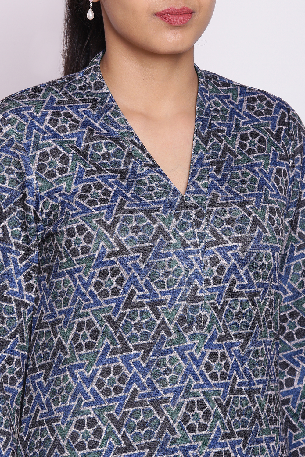 Olive Green Winter Printed Kurta image number 1