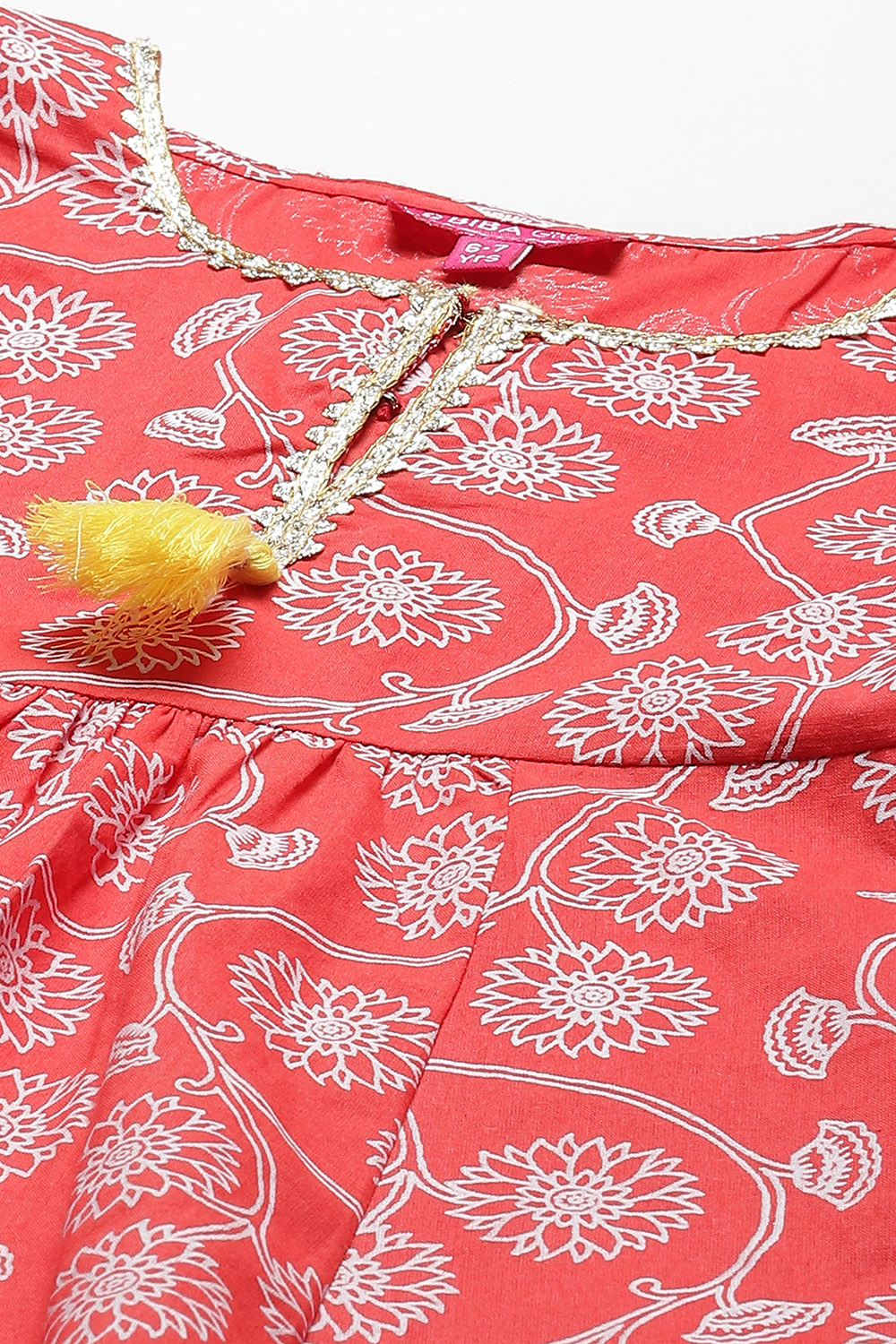 Lime Yellow Cotton Short Printed Kurta image number 1