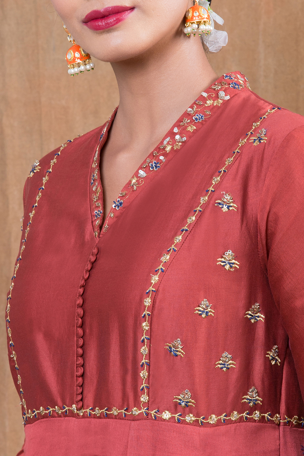 Blue Chanderi Silk Suit Set By Anju Modi image number 1