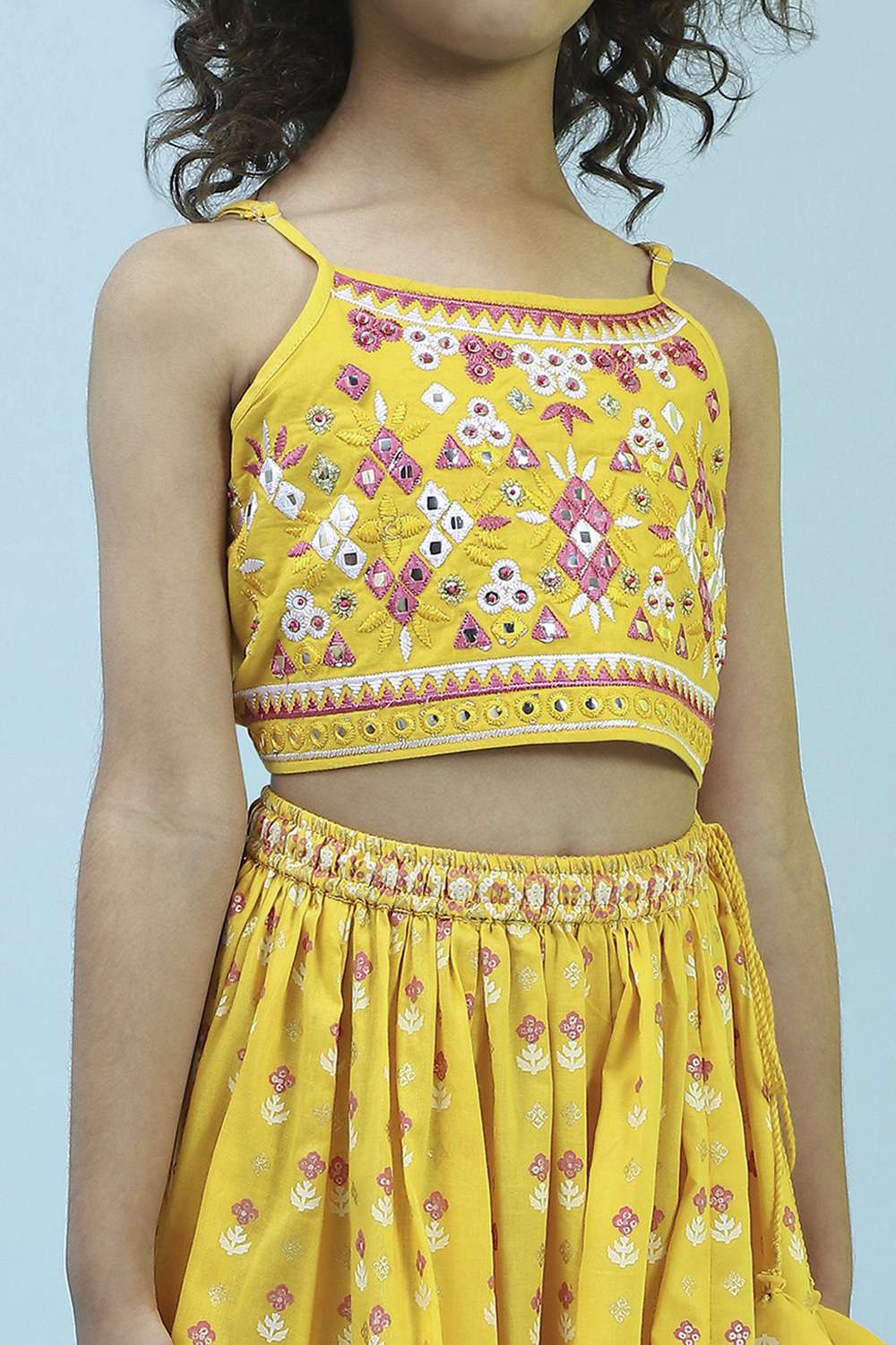 Yellow Cotton Lehenga Set image number 1
