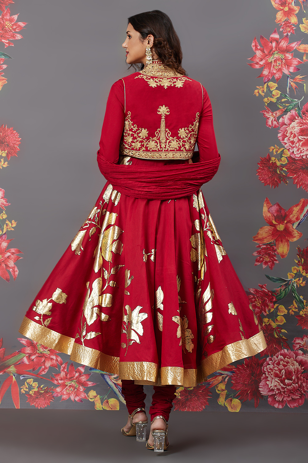 Rohit Bal Off White Cotton Silk Anarkali Printed Suit image number 7