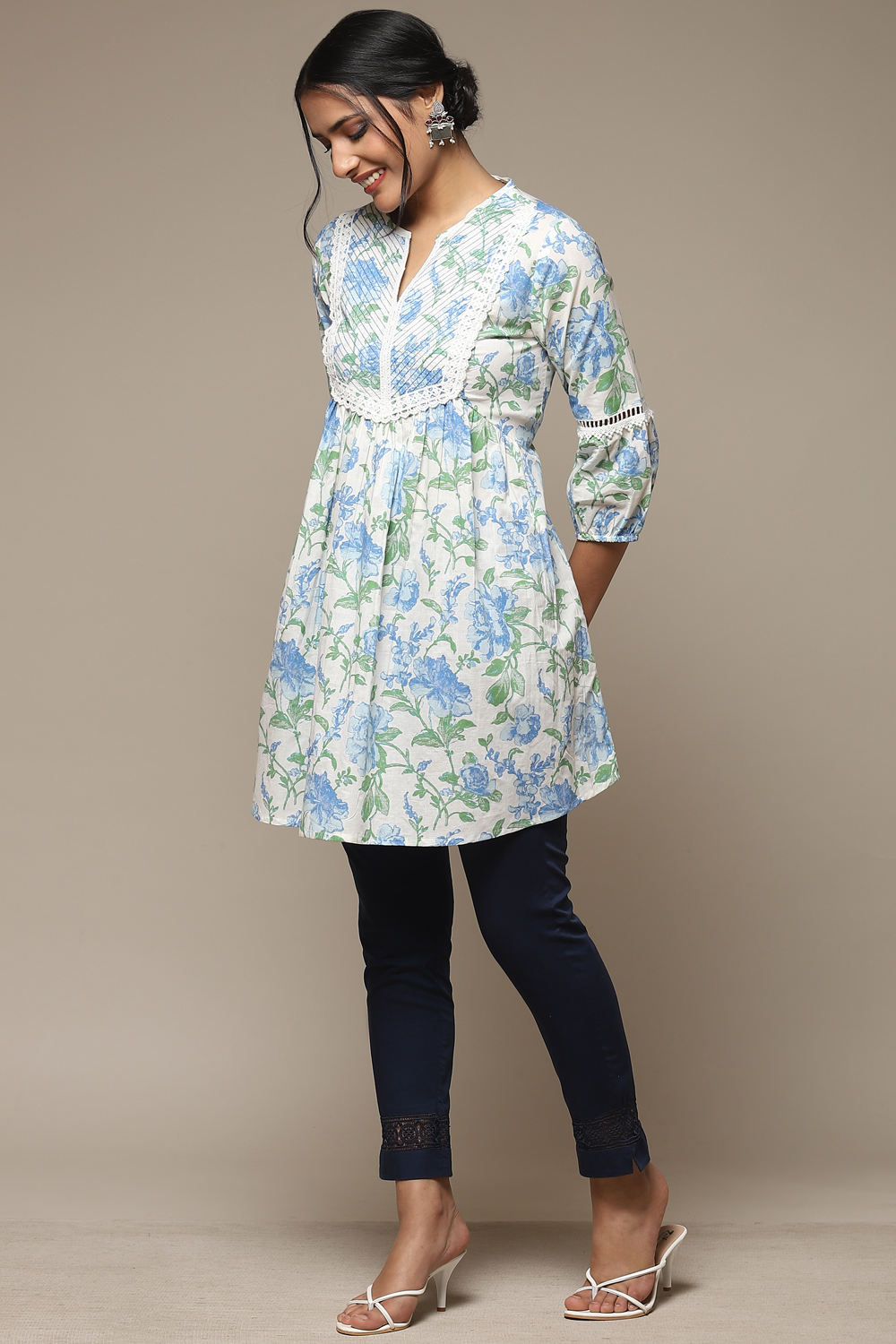 Yellow Cotton Printed Kurti image number 0