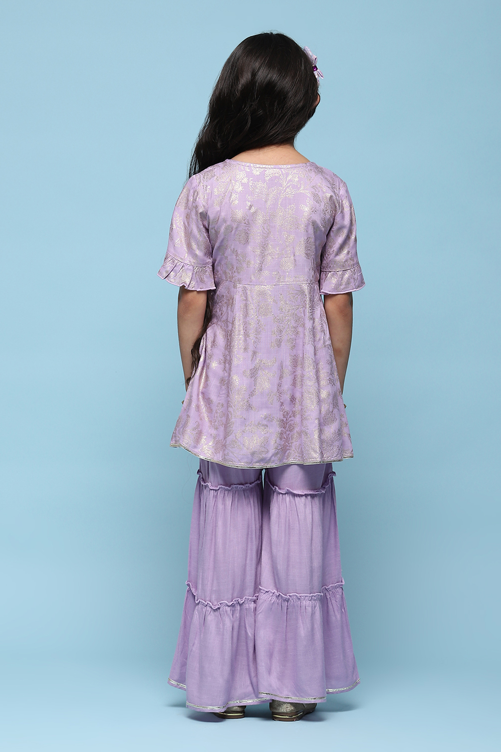 Lilac Rayon Gathered Printed 2 Piece Set image number 4