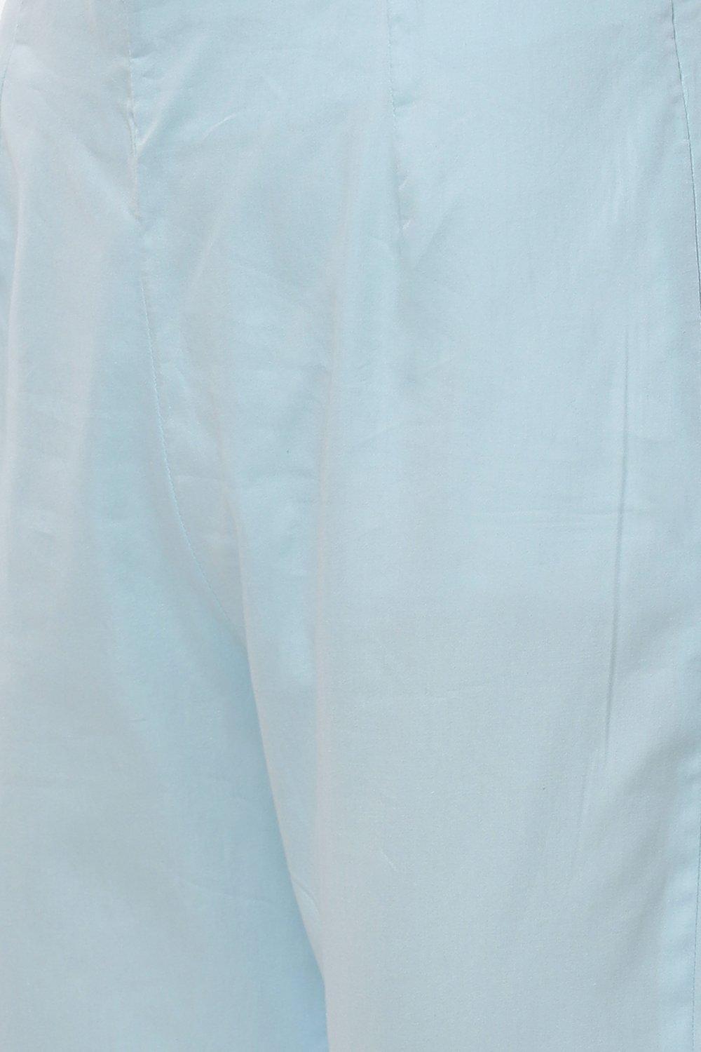 Sky Blue Straight Kurta Slim Pant Suit Set image number 2