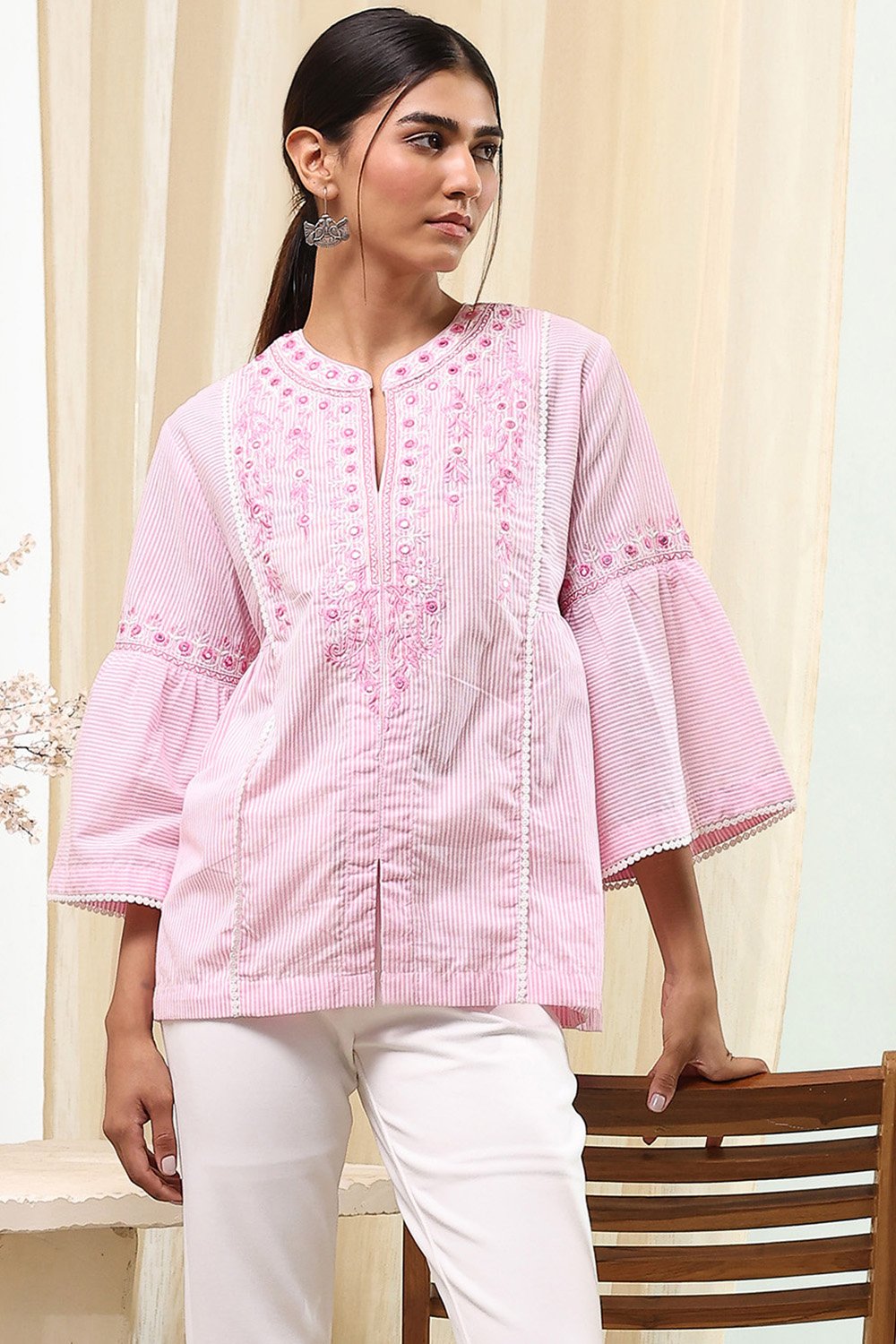 Blue Straight Short Kurta image number 6