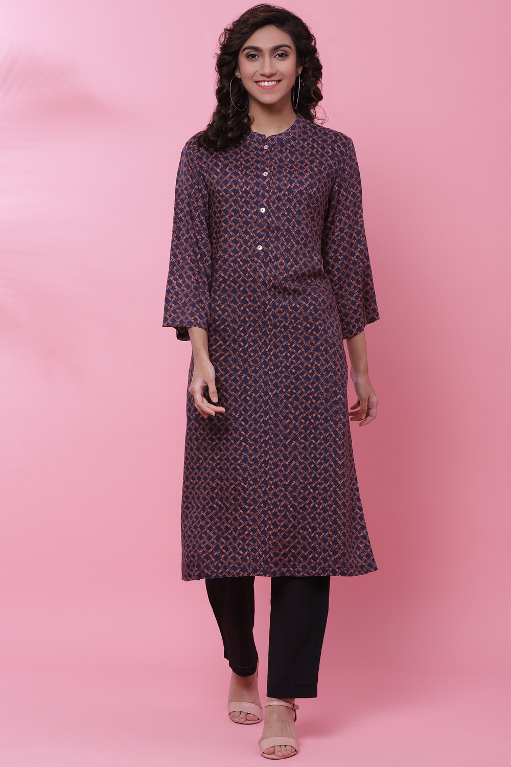 Blue Rayon A-Line Kurta image number 0