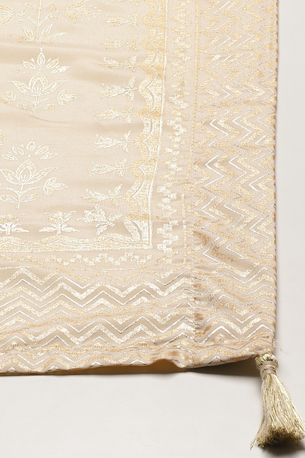 Gold Straight Art Silk Cotton Printed Dupatta image number 1
