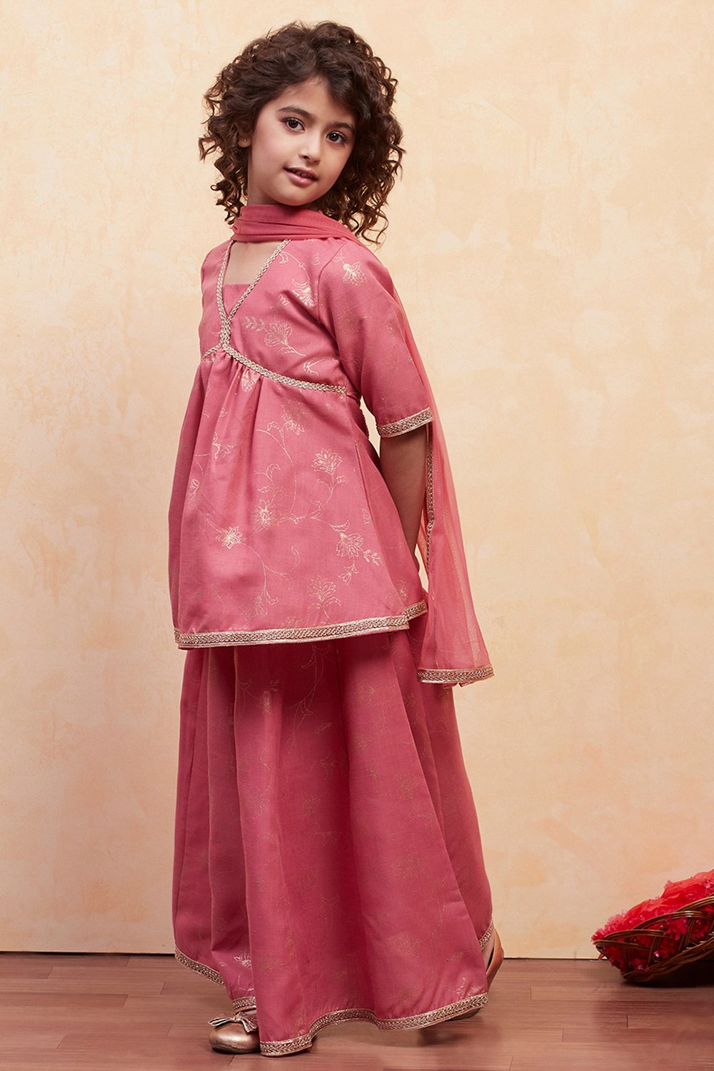 Blush Pink Polyester Peplum Lehenga Set image number 3