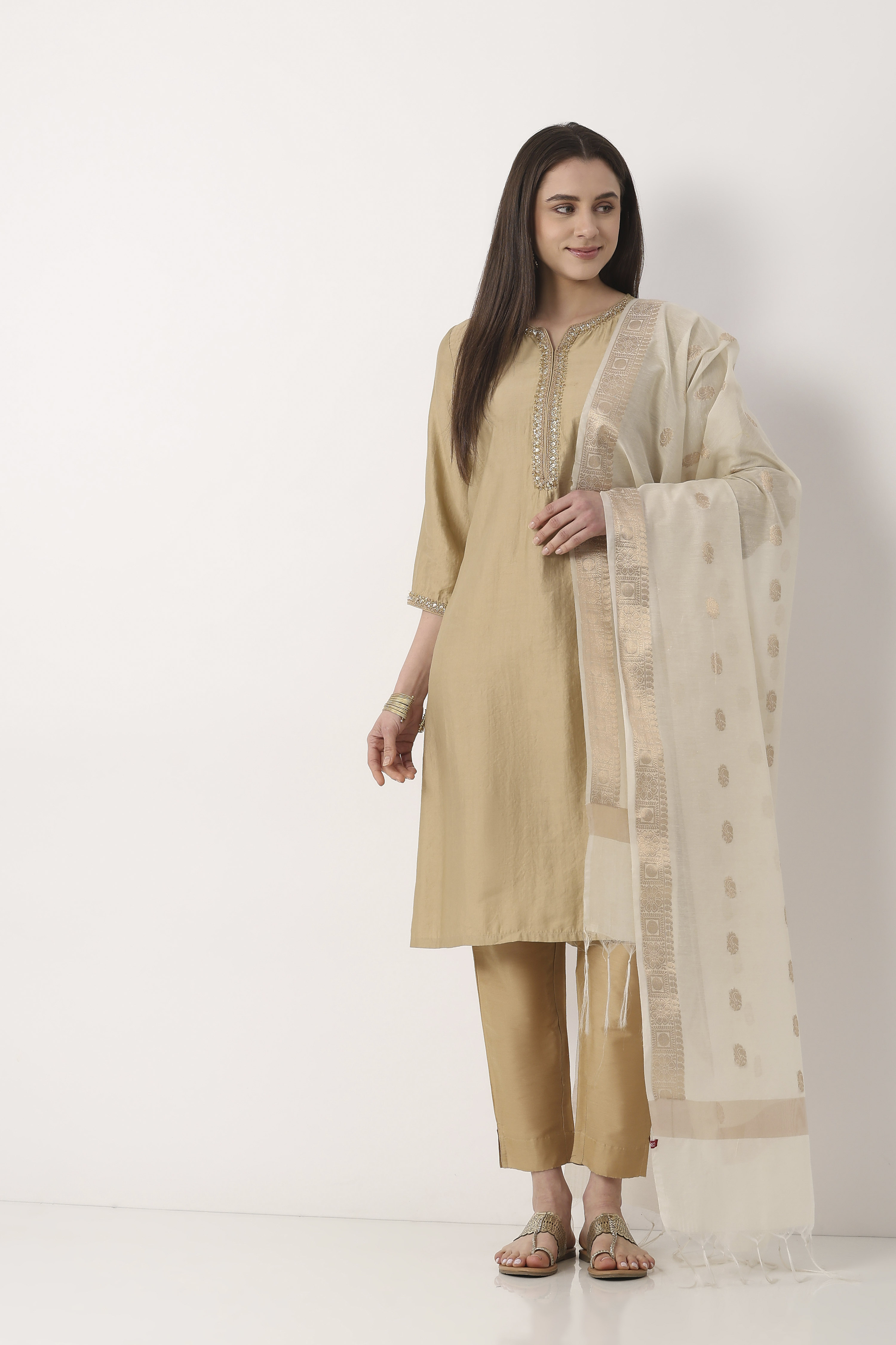 Copper Art Silk Dupatta image number 0