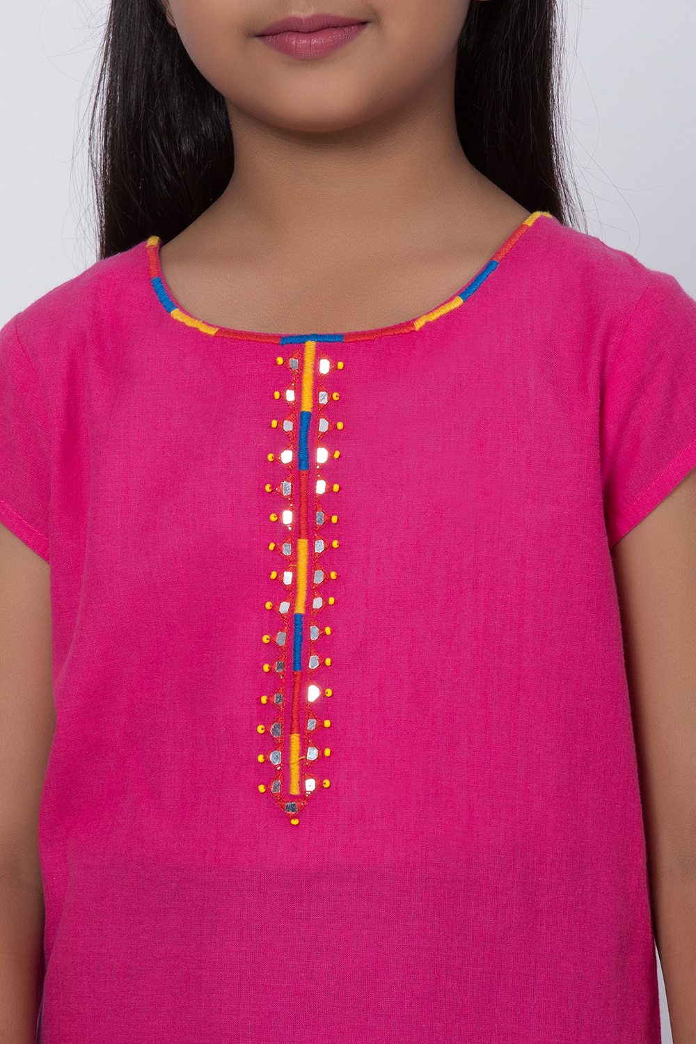 Pink Cotton Straight Kurta Capri Suit Set image number 1
